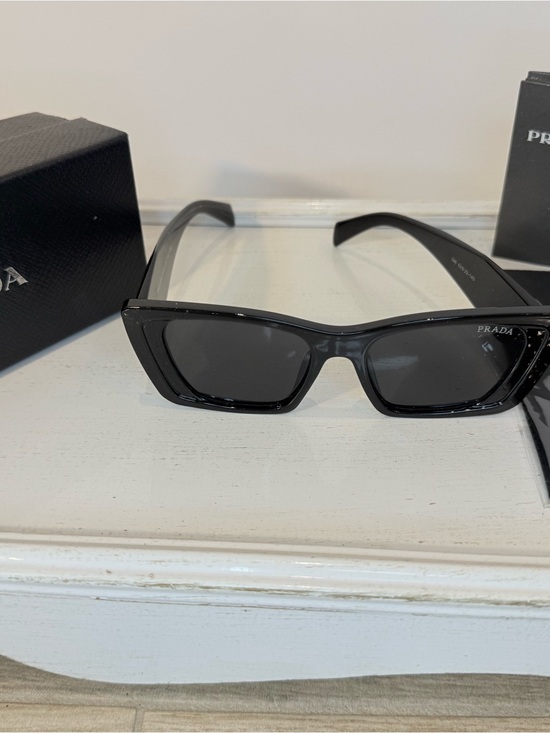 Prada Accessories - Prada Glossy Black Slim Cat-Eye Sunglasses